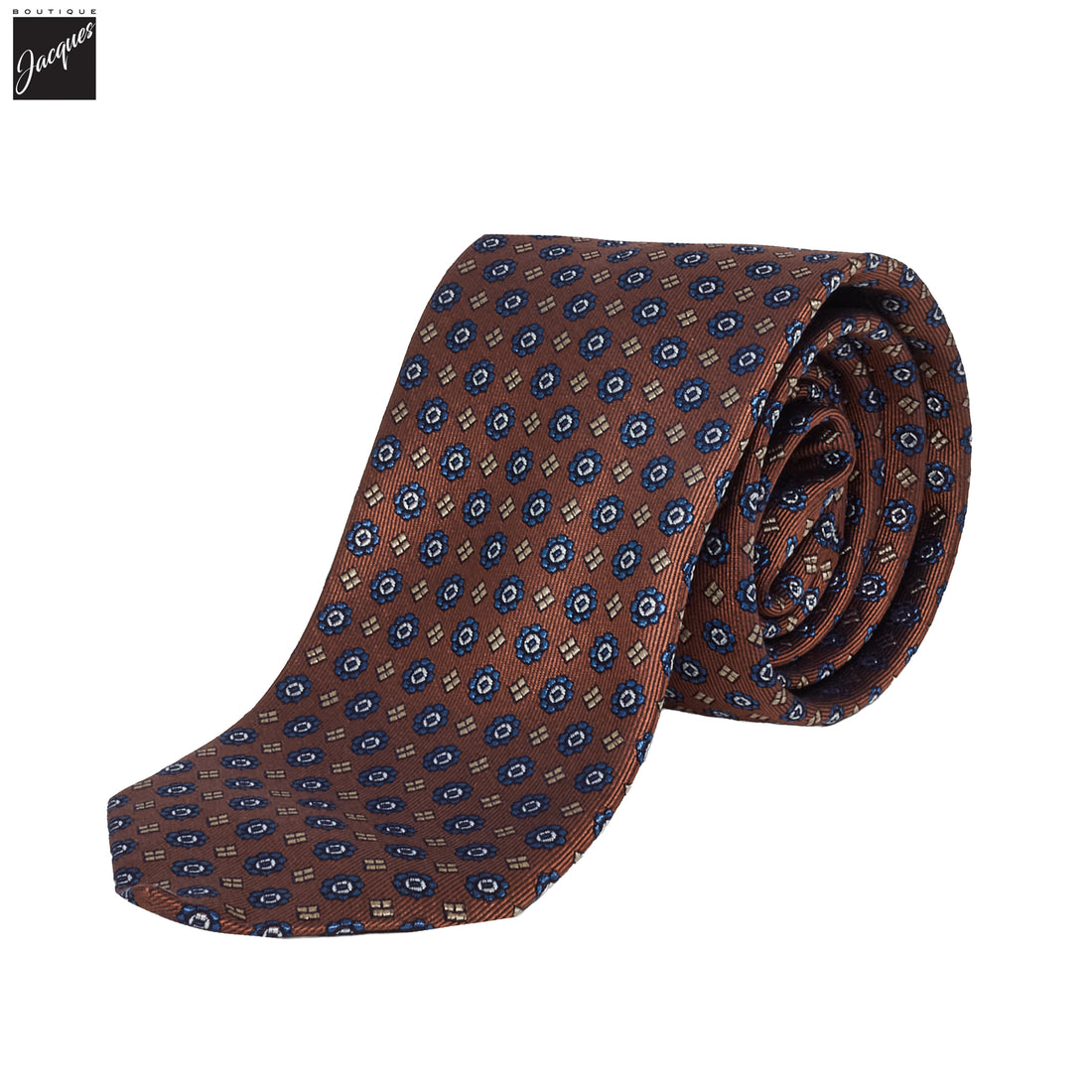 Rust Medallion Woven Silk Tie - DION