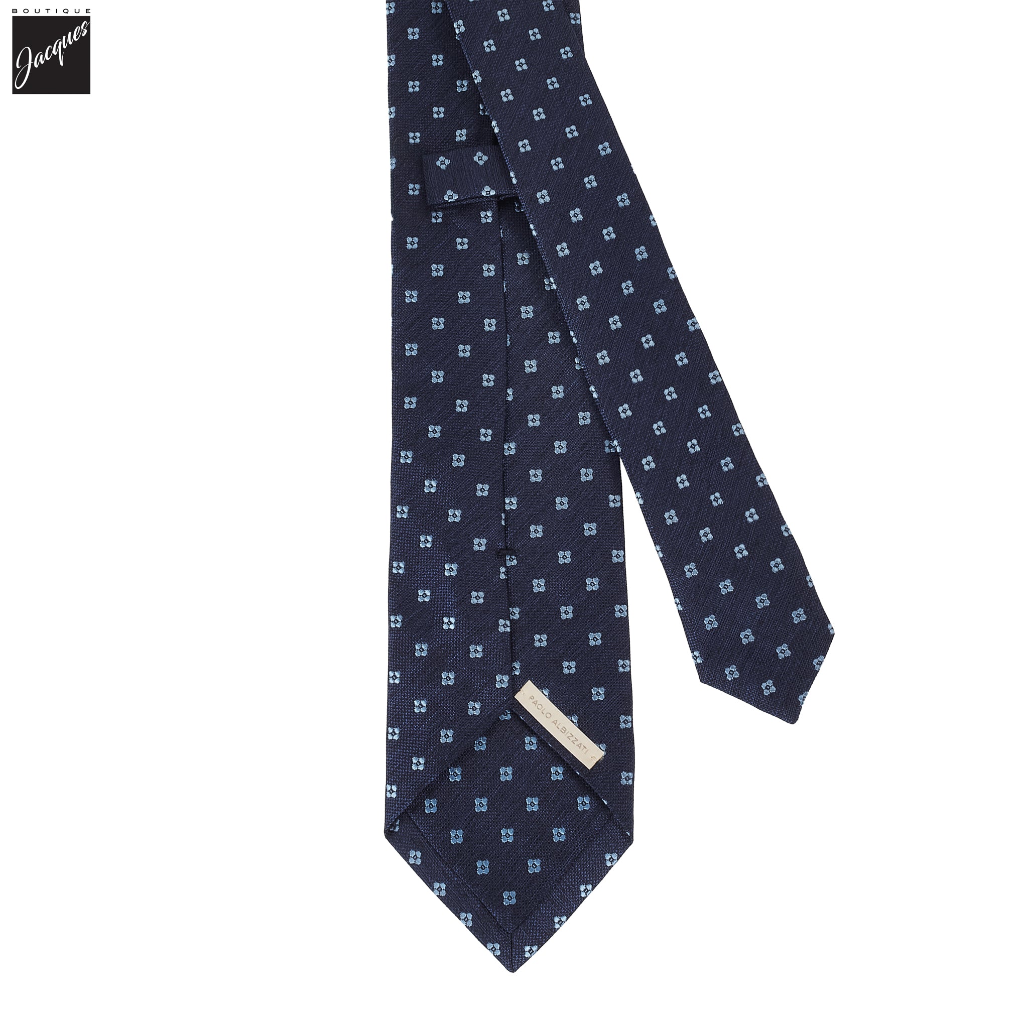 Royal Blue Floral Woven Silk Tie - Paolo Albizzati
