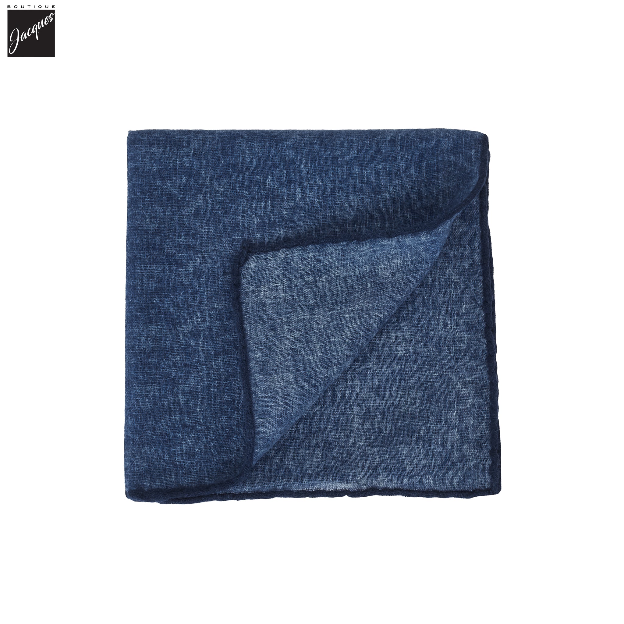 Denim Blue Solid Wool-Silk Hankie - Paolo Albizzati