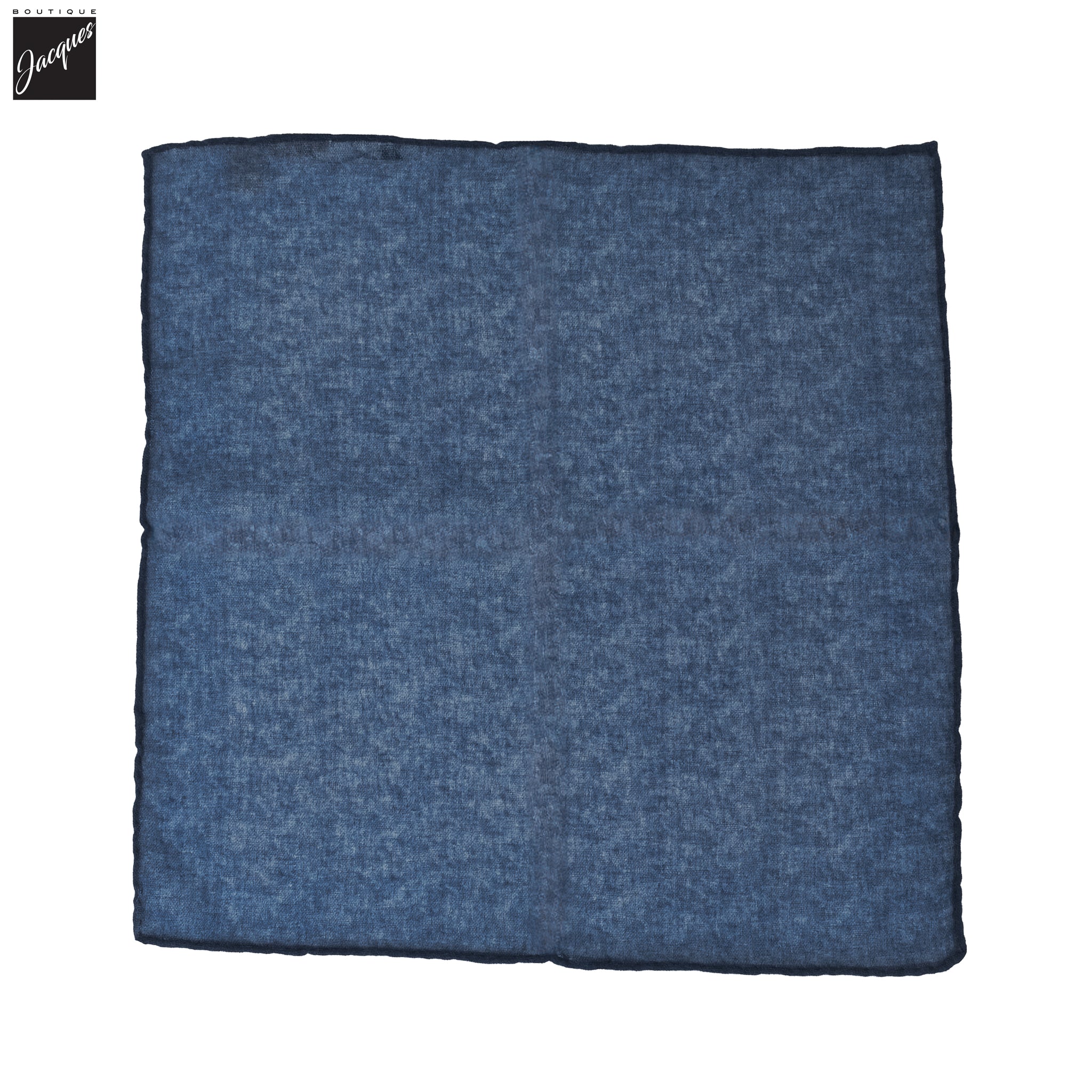Denim Blue Solid Wool-Silk Hankie - Paolo Albizzati