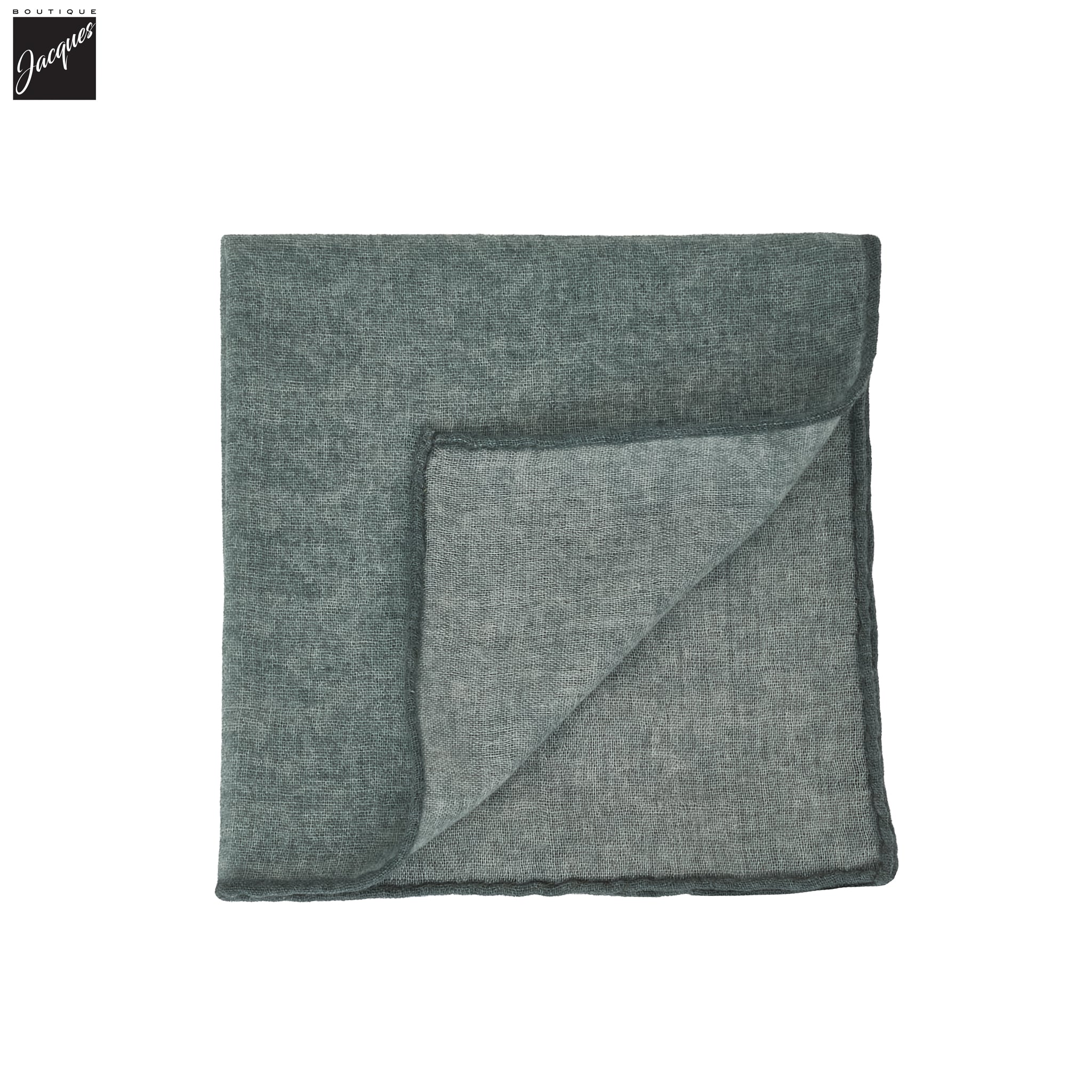 Green Solid Wool-Silk Hankie - Paolo Albizzati