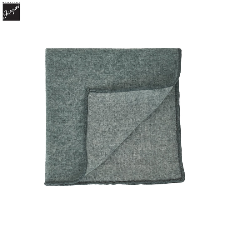 Green Solid Wool-Silk Hankie - Paolo Albizzati