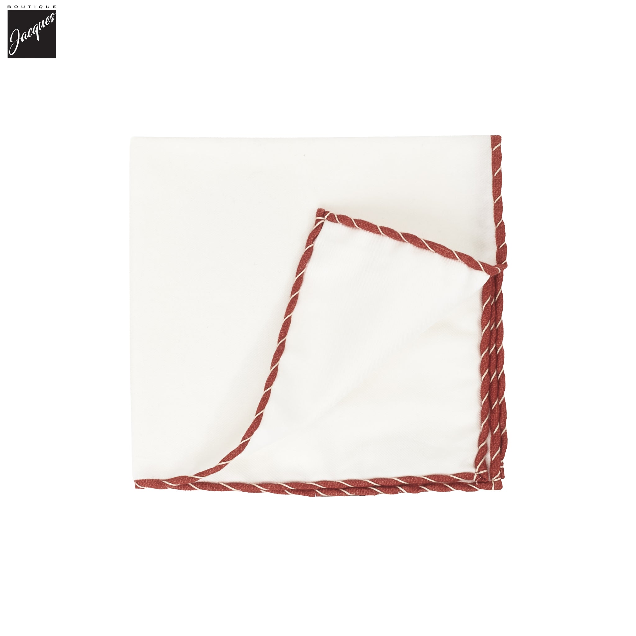 White w/ Copper Trim Cotton Hankie - Paolo Albizzati