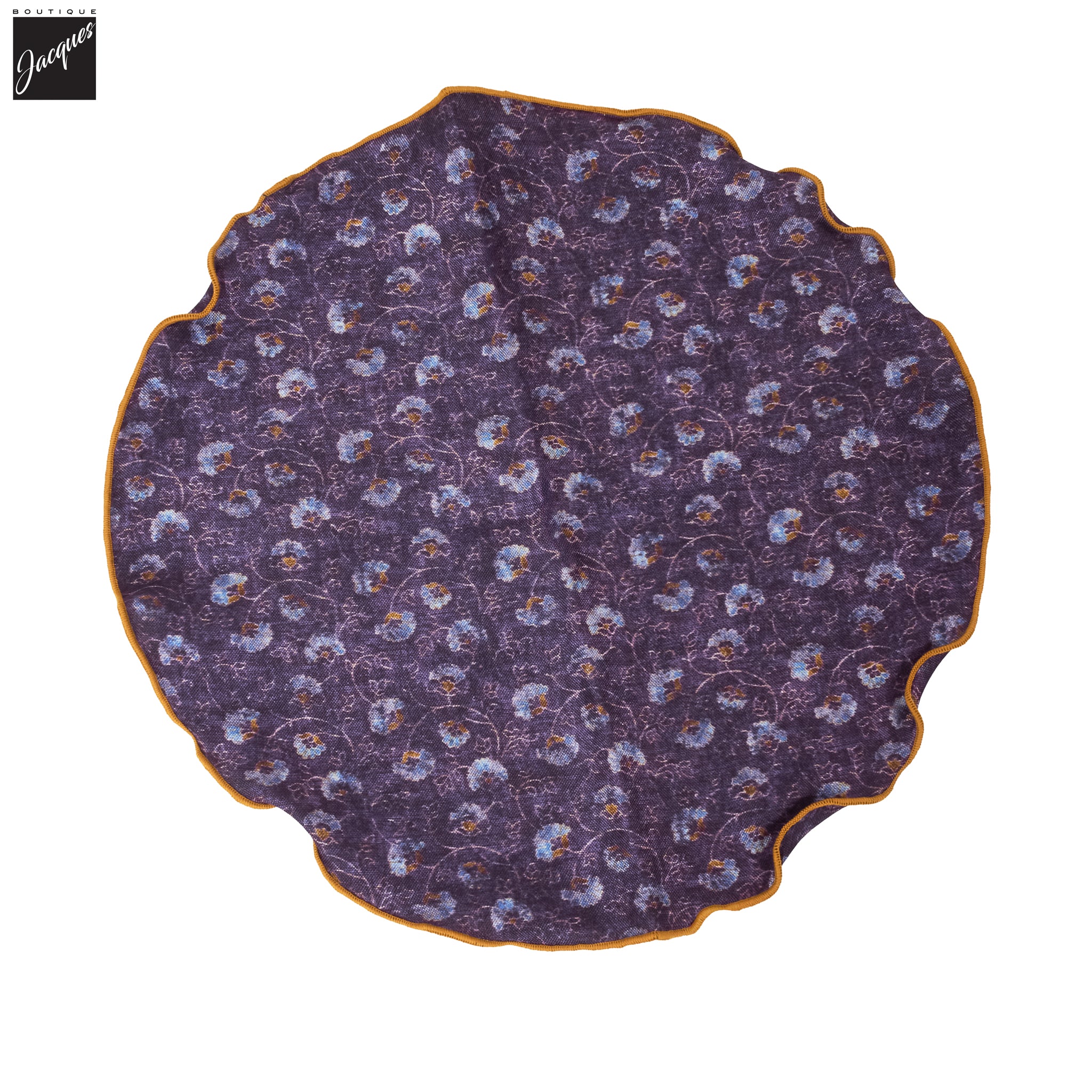 Purple Floral/Medallion Reversible Silk Pocket Round - DION