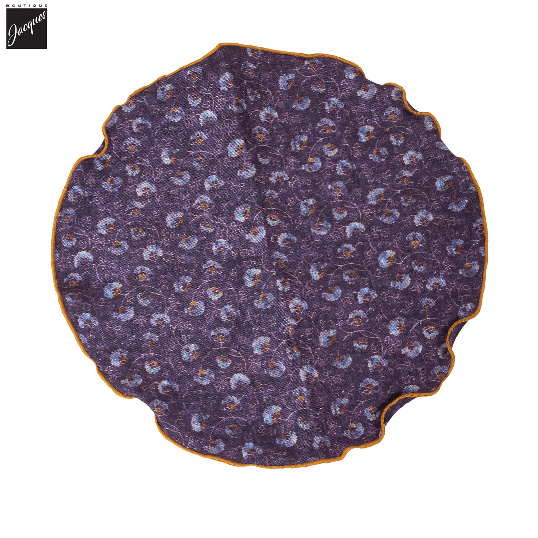 Purple Floral/Medallion Reversible Silk Pocket Round - DION