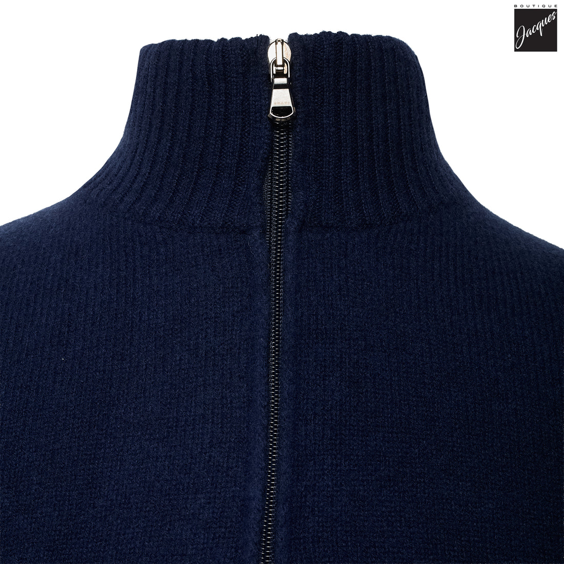 Royal Blue Extra-Fine Air Wool Half Zip Sweater - Fradi