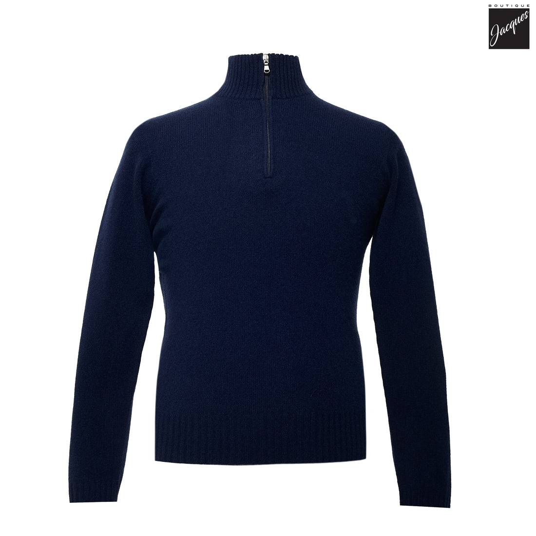 Royal Blue Extra-Fine Air Wool Half Zip Sweater - Fradi