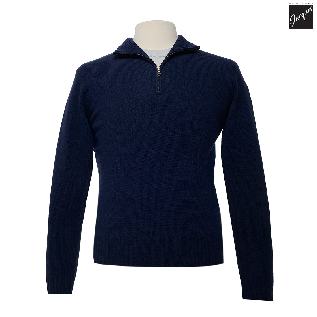Royal Blue Extra-Fine Air Wool Half Zip Sweater - Fradi