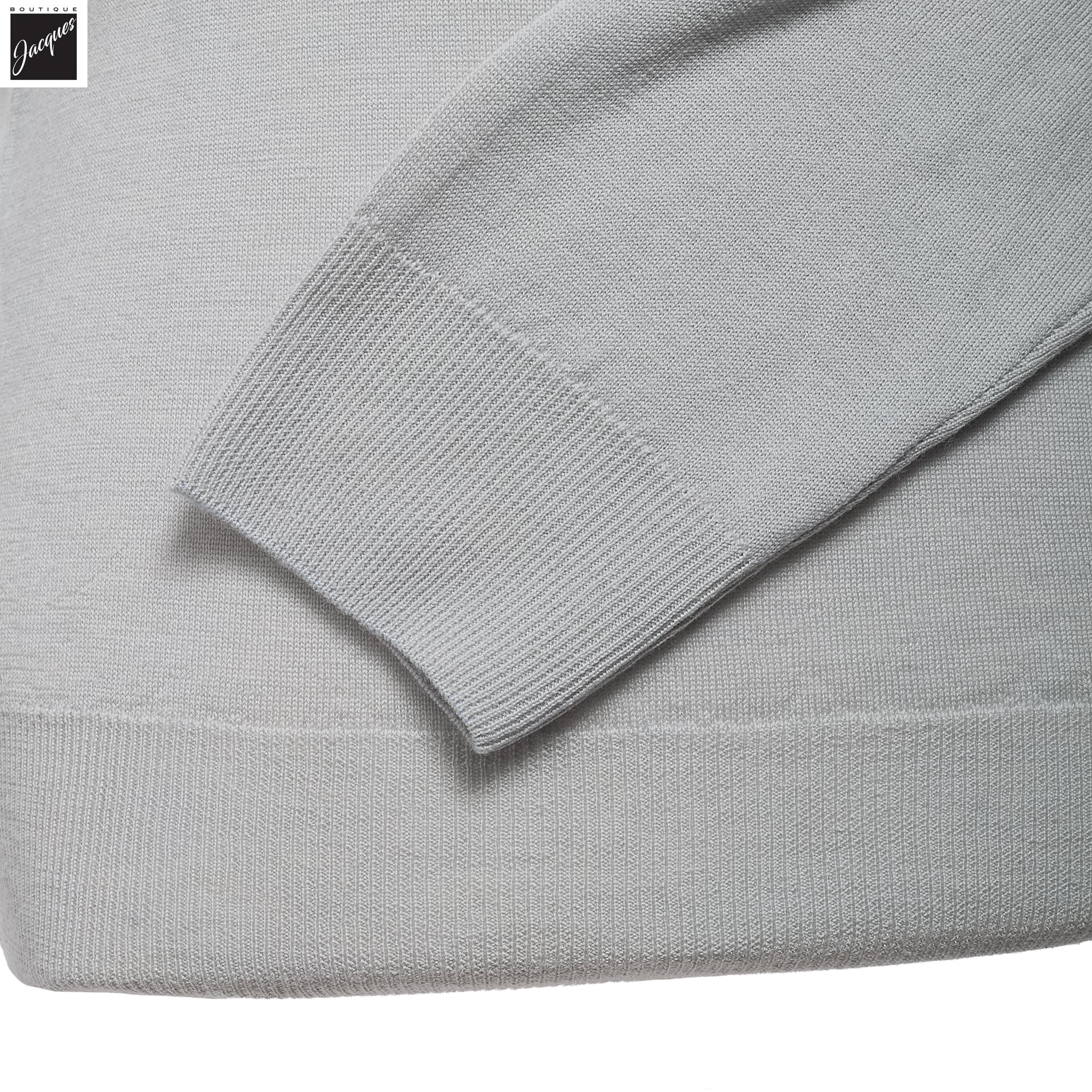 Pearl Gray Extra-Fine 14 Gauge Wool Crewneck - Fradi