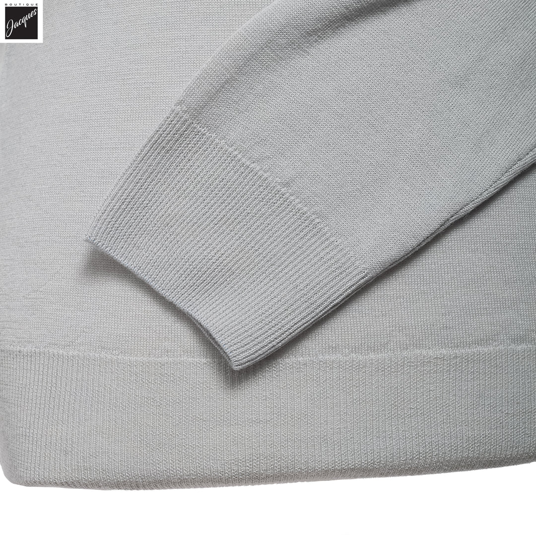 Pearl Gray Extra-Fine 14 Gauge Wool Crewneck - Fradi