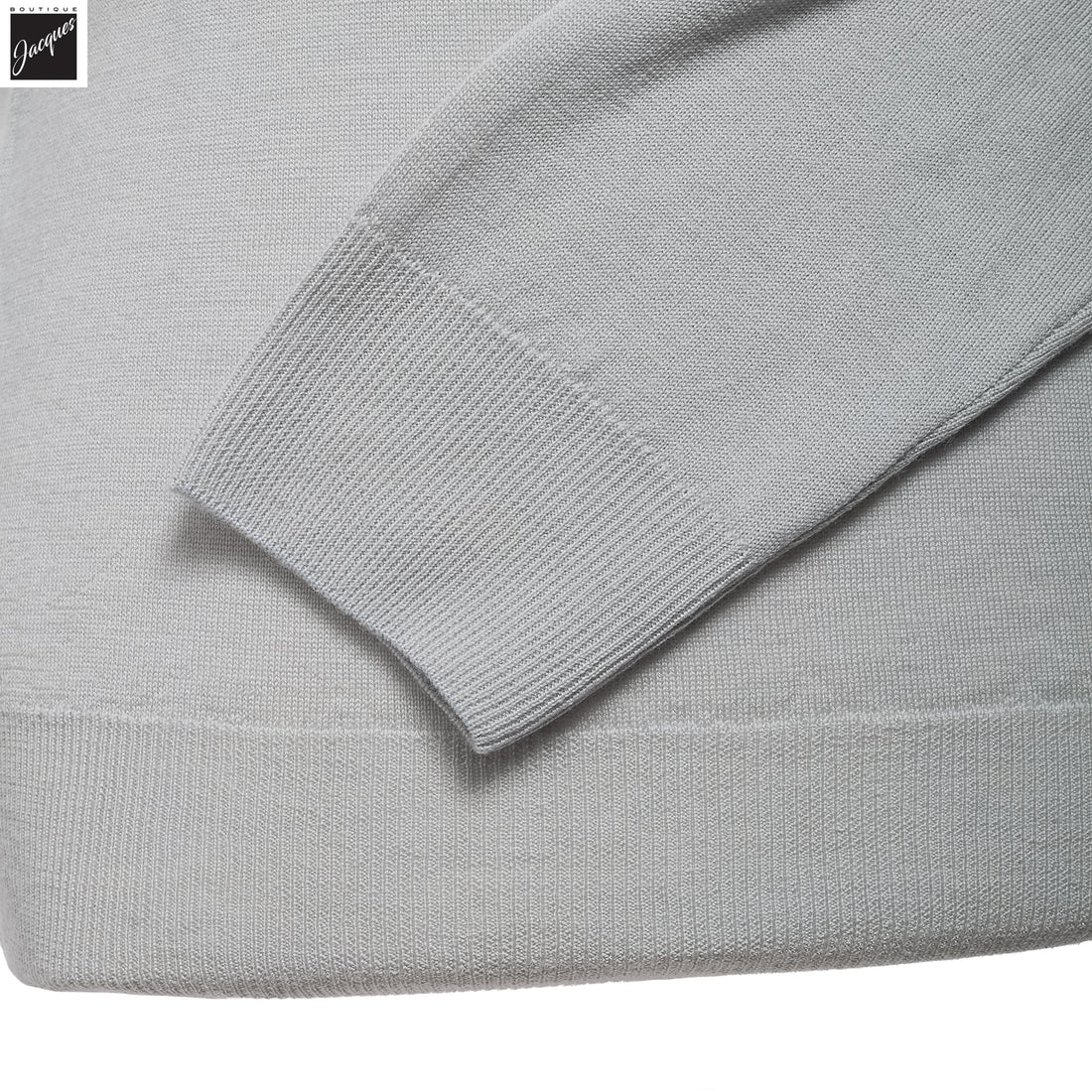 Pearl Gray Extra-Fine 14 Gauge Wool Crewneck - Fradi