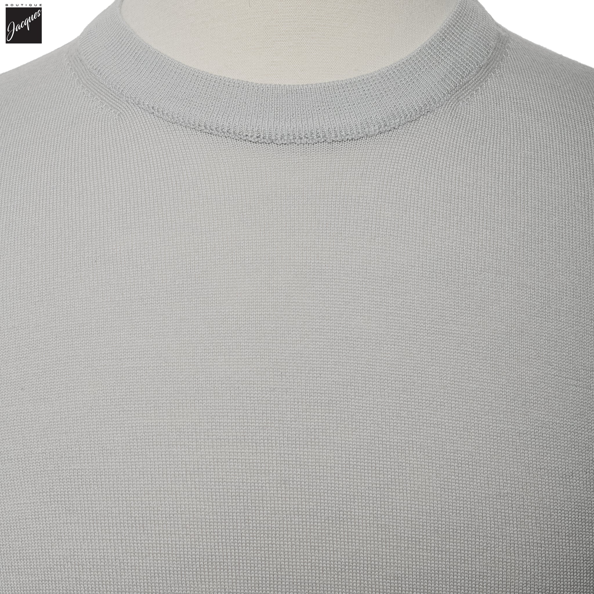 Pearl Gray Extra-Fine 14 Gauge Wool Crewneck - Fradi