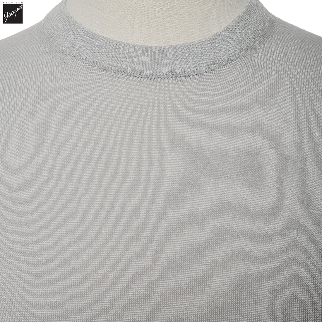 Pearl Gray Extra-Fine 14 Gauge Wool Crewneck - Fradi