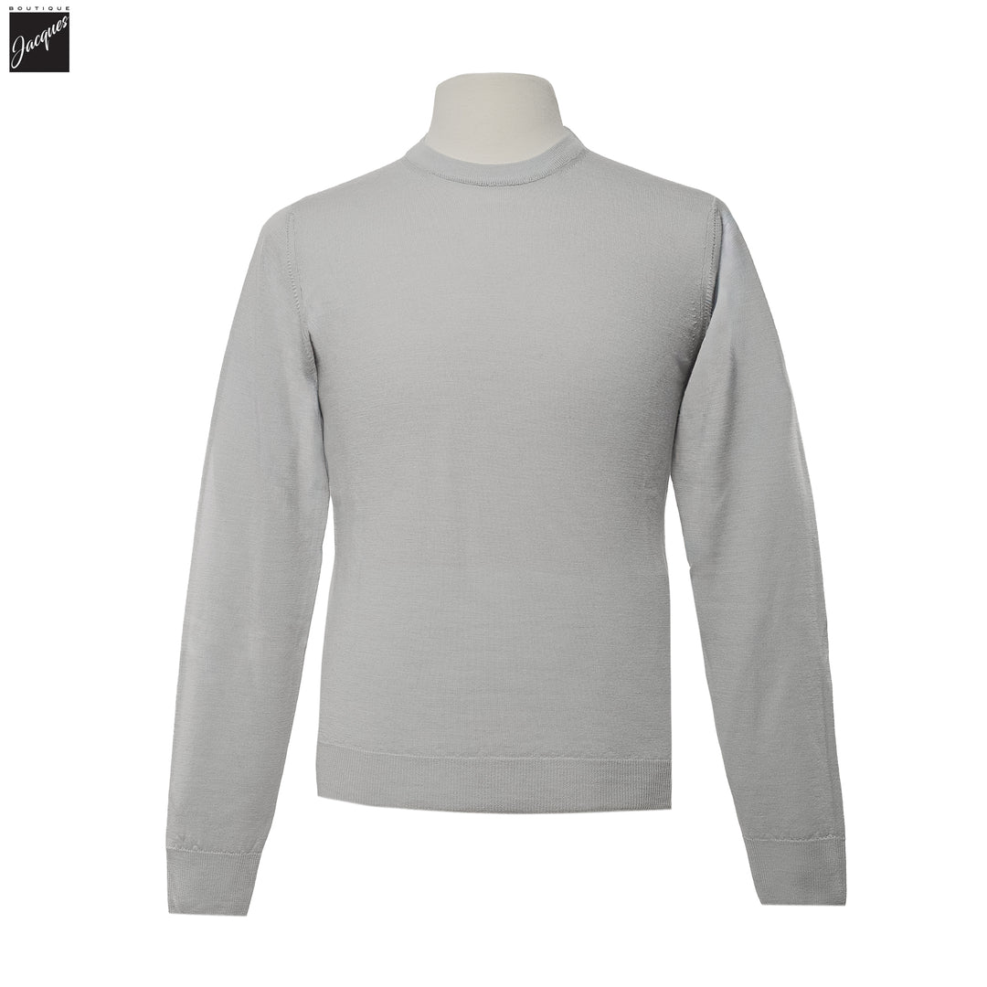 Pearl Gray Extra-Fine 14 Gauge Wool Crewneck - Fradi