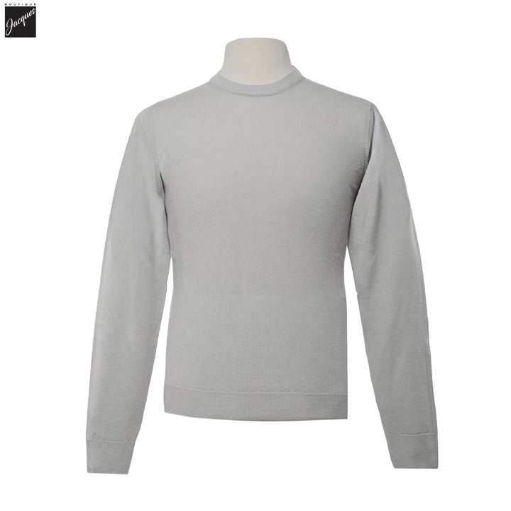 Pearl Gray Extra-Fine 14 Gauge Wool Crewneck - Fradi