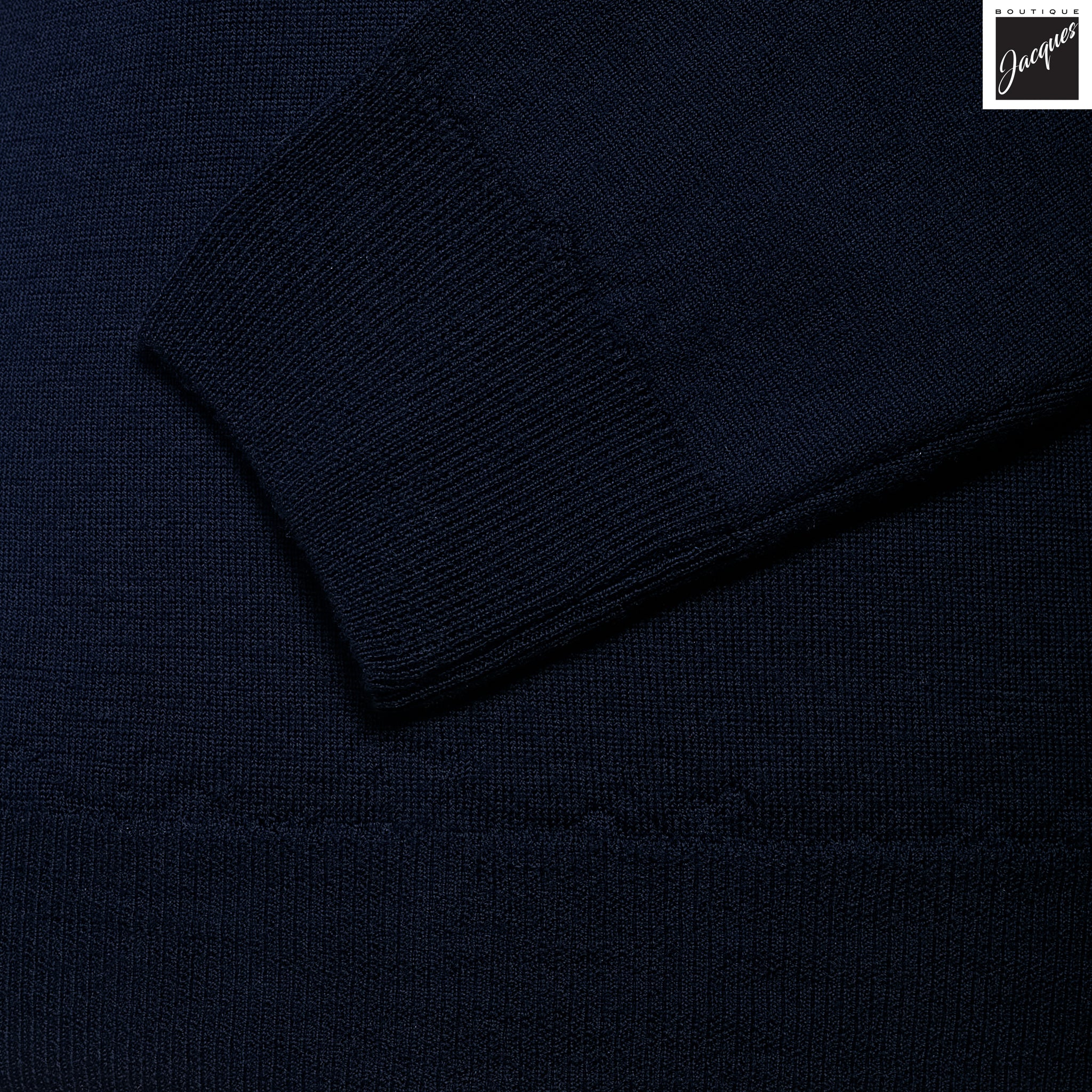 Midnight Blue Extra-Fine 14 Gauge Wool Crewneck - Fradi
