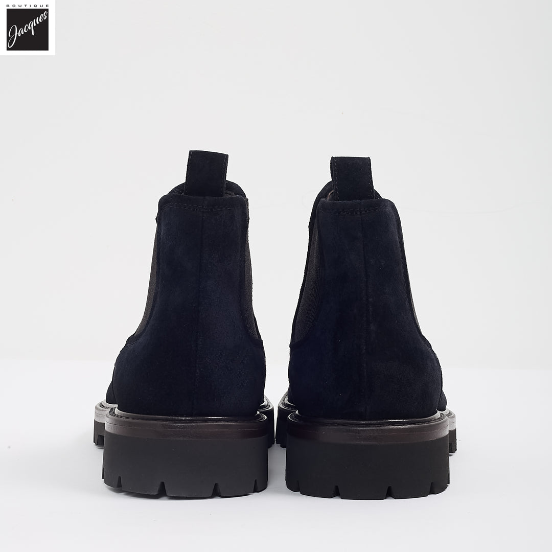 Navy Suede Leather Chelsea Boot - Fabiano Ricci - Boutique Jacques International