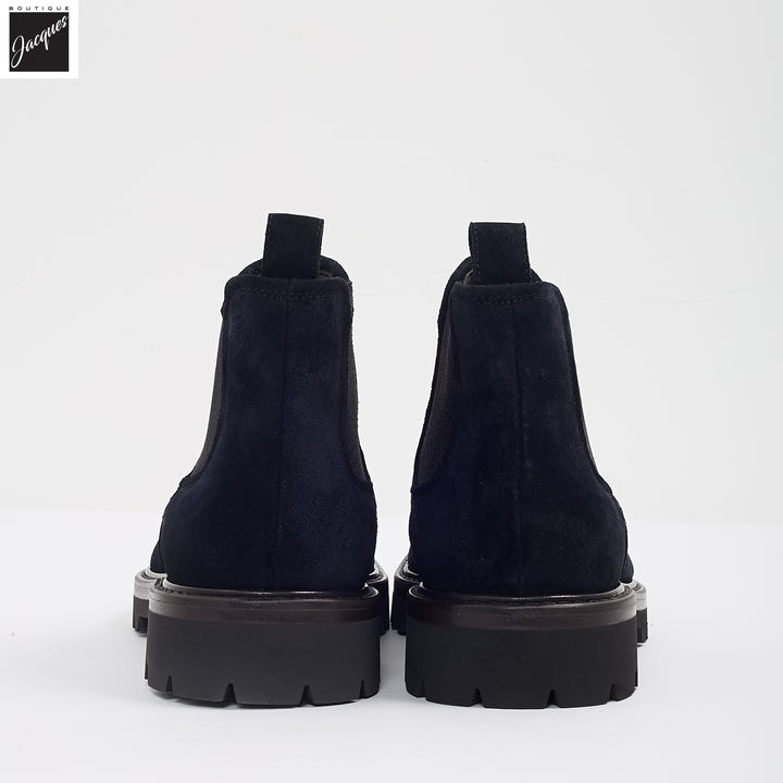 Navy Suede Leather Chelsea Boot - Fabiano Ricci - Boutique Jacques International