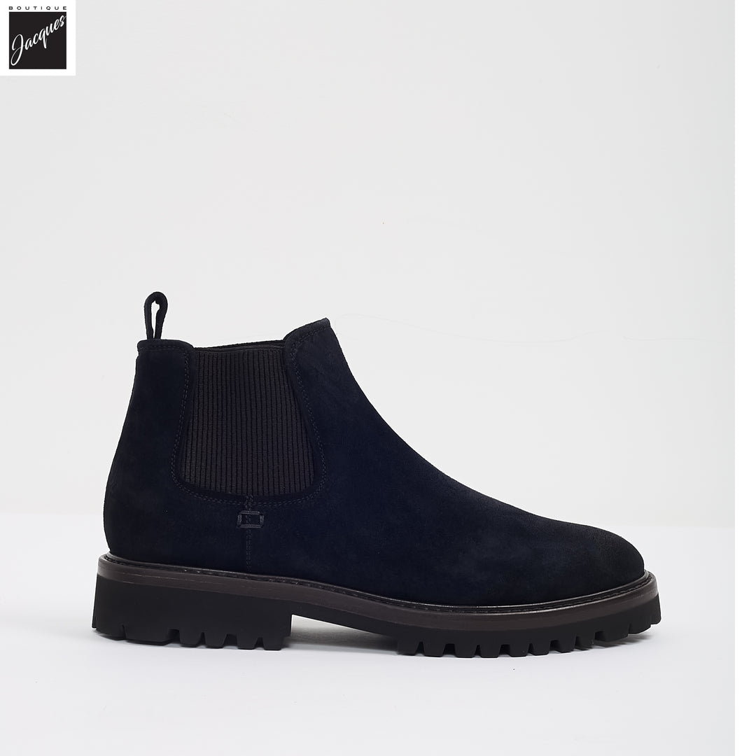 Navy Suede Leather Chelsea Boot - Fabiano Ricci - Boutique Jacques International