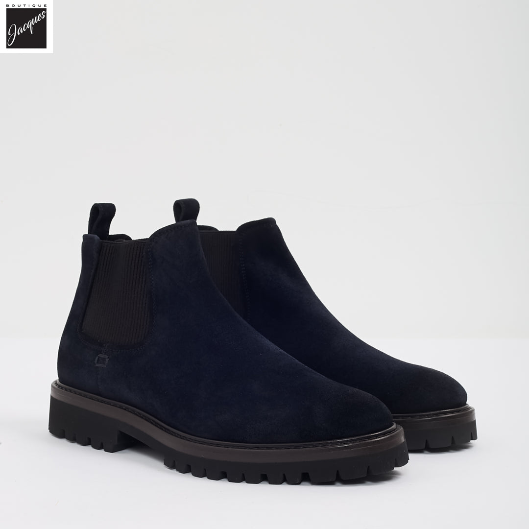 Navy Suede Leather Chelsea Boot - Fabiano Ricci - Boutique Jacques International