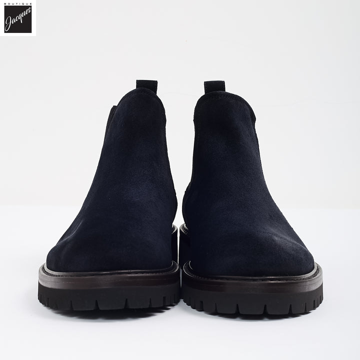 Navy Suede Leather Chelsea Boot - Fabiano Ricci - Boutique Jacques International
