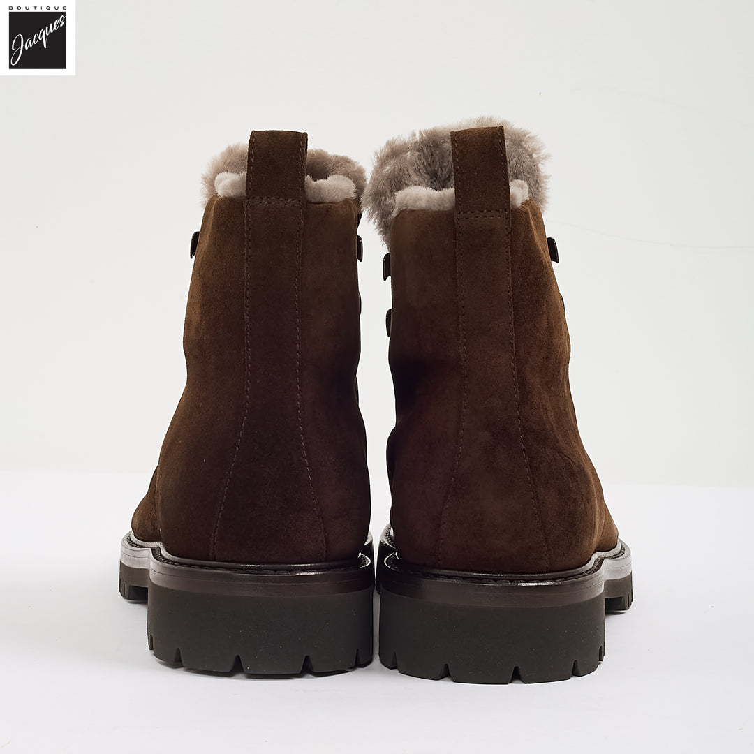 Chocolate Brown Suede Leather Fur-Lined Boot - Fabiano Ricci