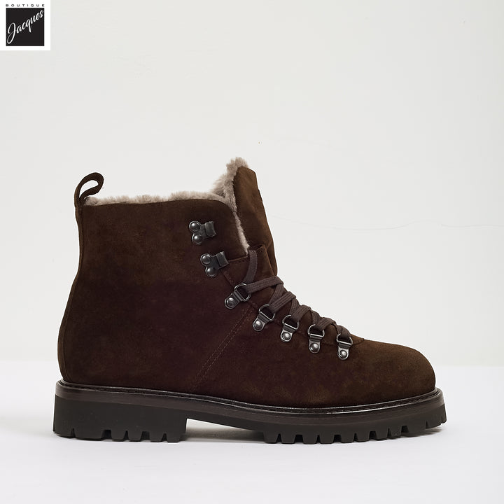 Chocolate Brown Suede Leather Fur-Lined Boot - Fabiano Ricci