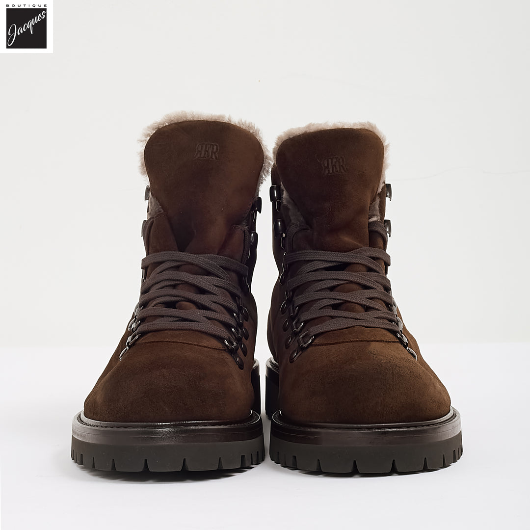 Chocolate Brown Suede Leather Fur-Lined Boot - Fabiano Ricci