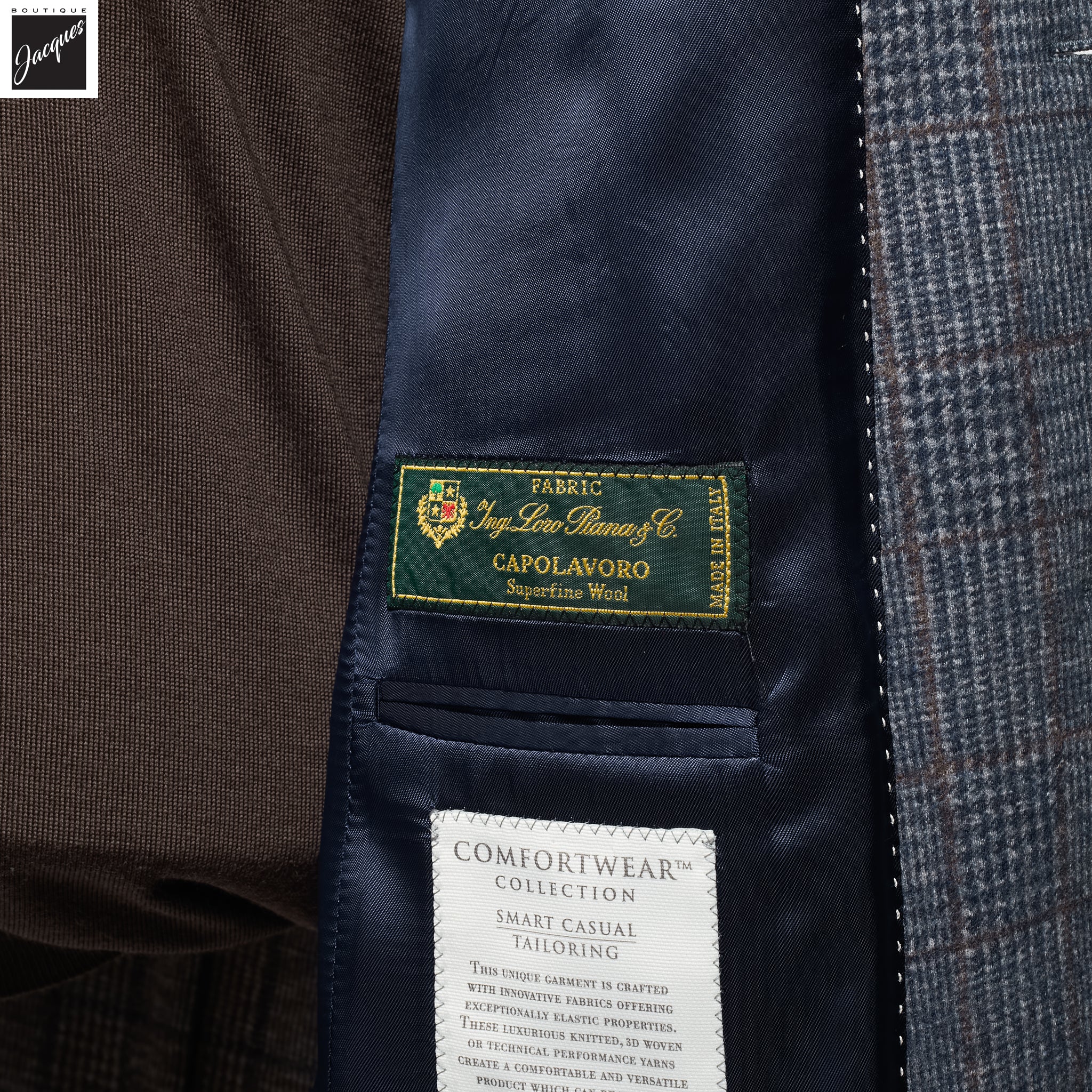 Blue Check Superfine Wool Hartford Contemporary Fit Knitted Sport Jacket - Jack Victor