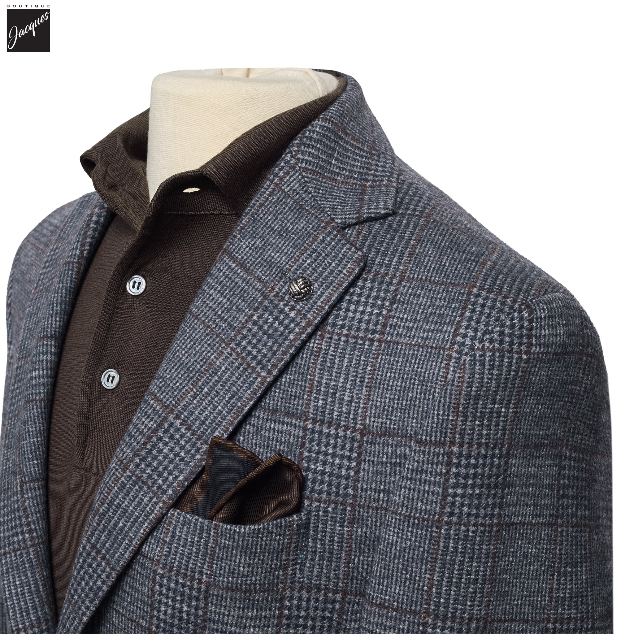 Blue Check Superfine Wool Hartford Contemporary Fit Knitted Sport Jacket - Jack Victor