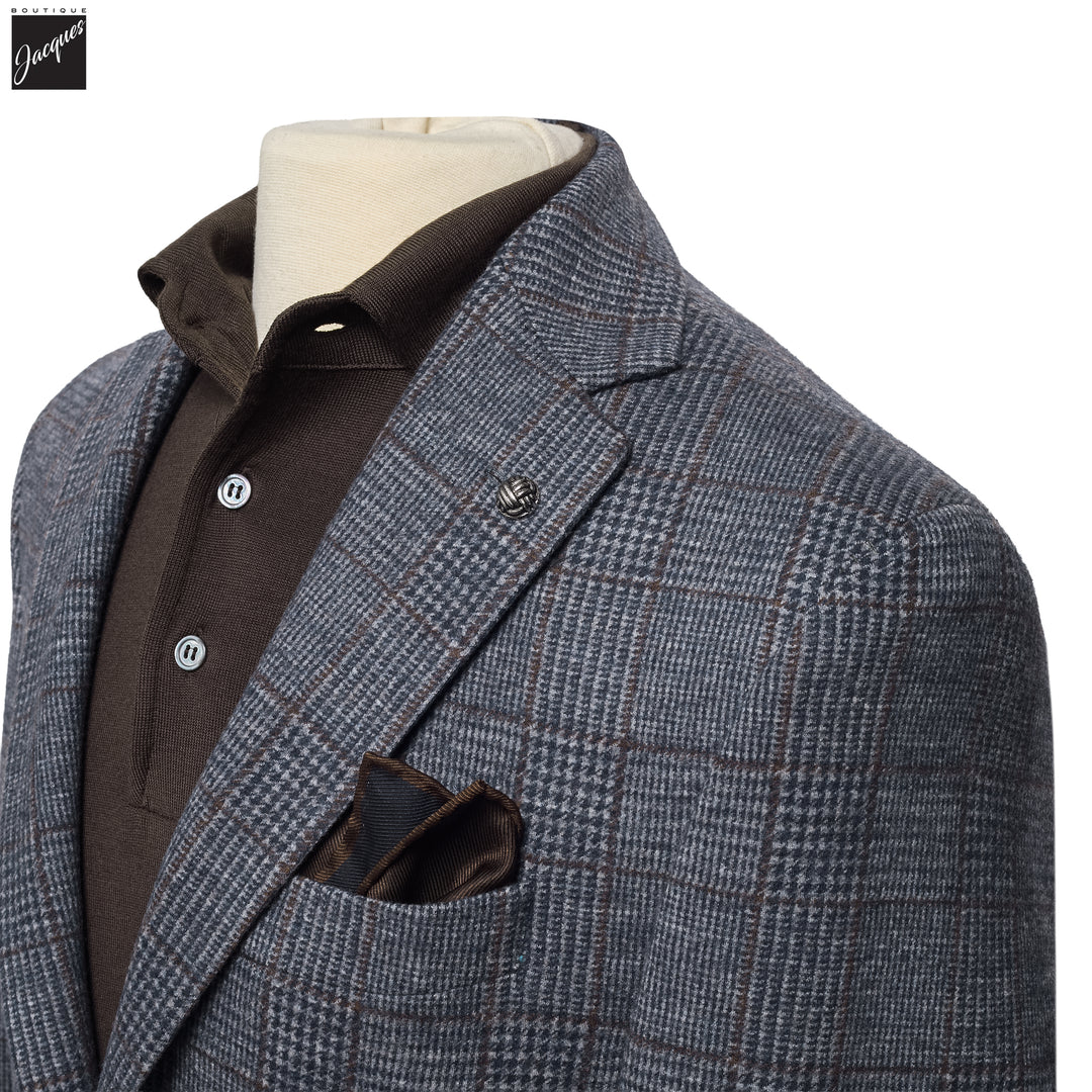 Blue Check Loro Piana Hartford Contemporary Fit Knitted Sport Jacket - Jack Victor - Boutique Jacques International