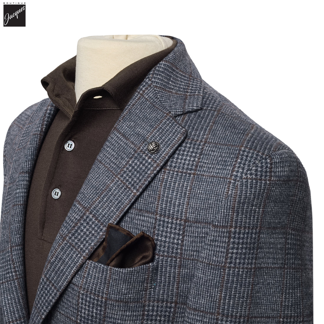 Blue Check Superfine Wool Hartford Contemporary Fit Knitted Sport Jacket - Jack Victor