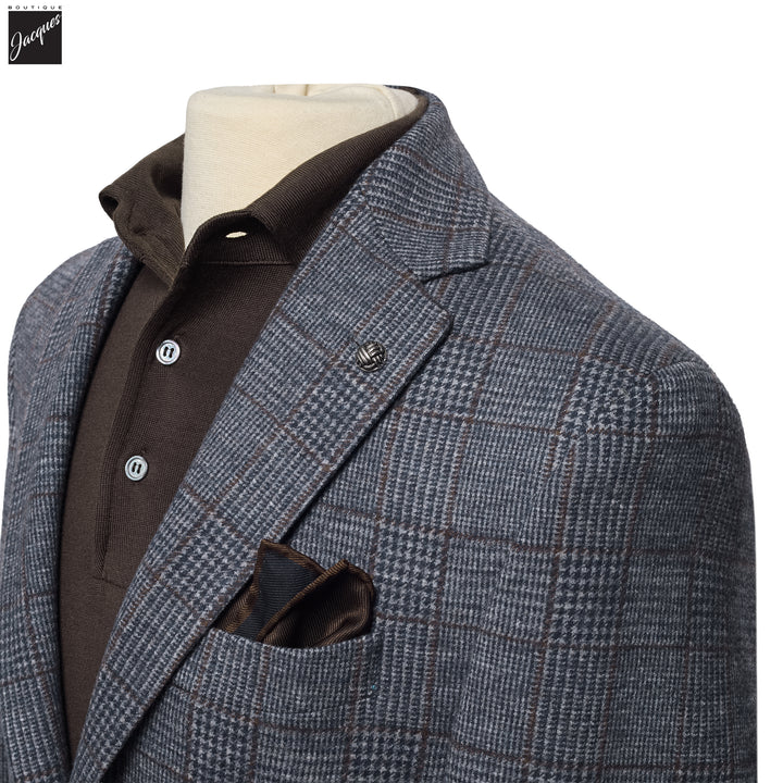 Blue Check Loro Piana Hartford Contemporary Fit Knitted Sport Jacket - Jack Victor - Boutique Jacques International