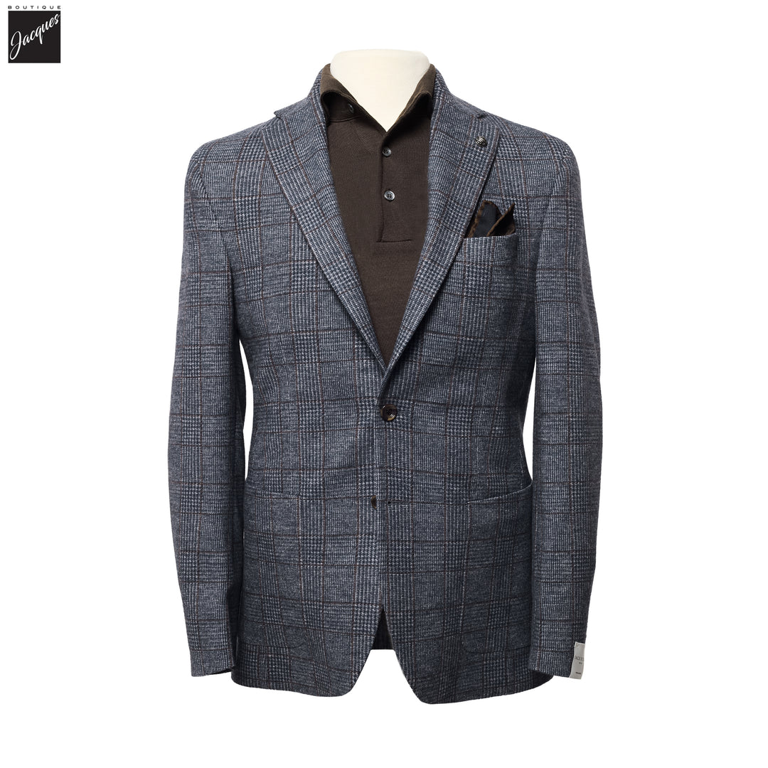 Blue Check Loro Piana Hartford Contemporary Fit Knitted Sport Jacket - Jack Victor - Boutique Jacques International