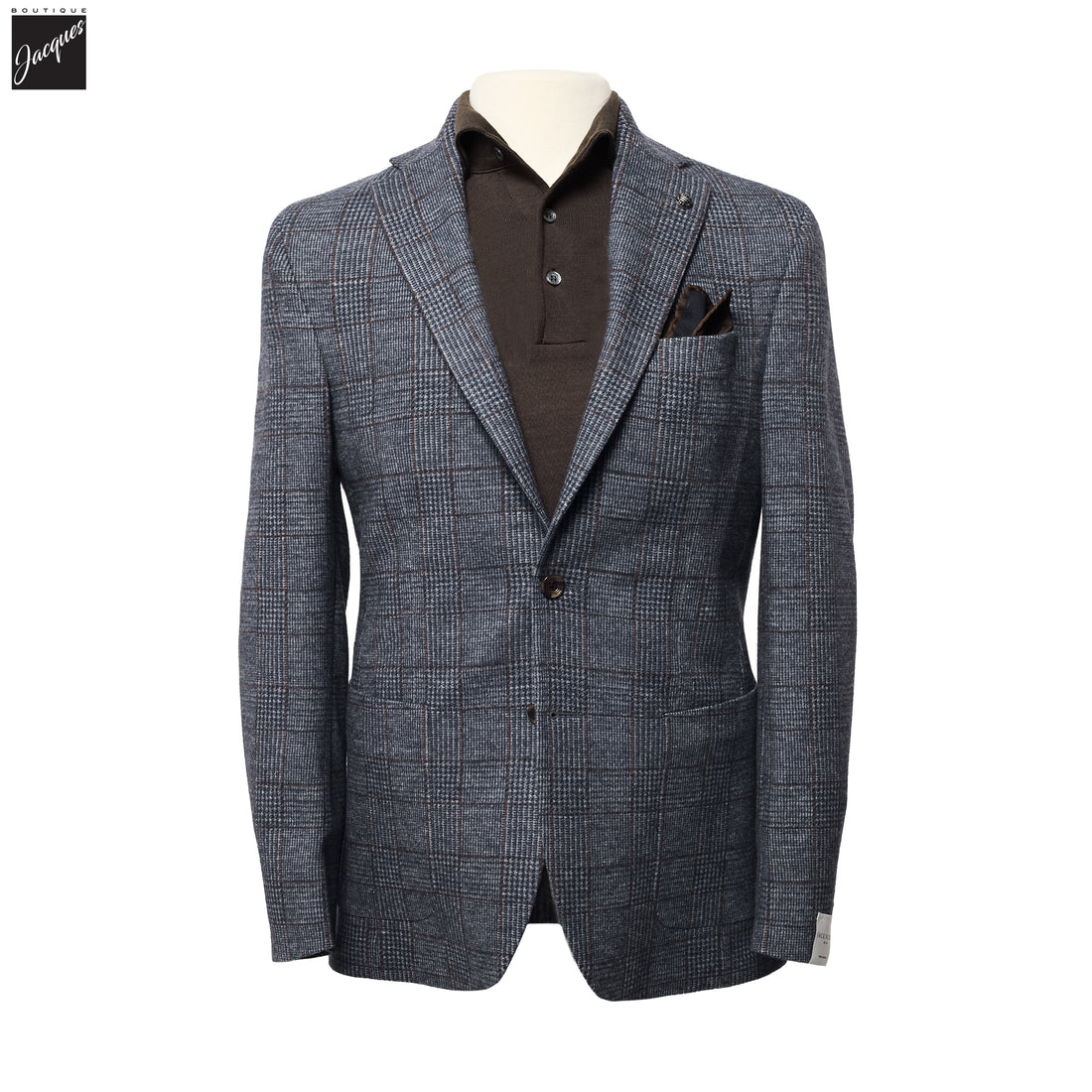 Blue Check Superfine Wool Hartford Contemporary Fit Knitted Sport Jacket - Jack Victor