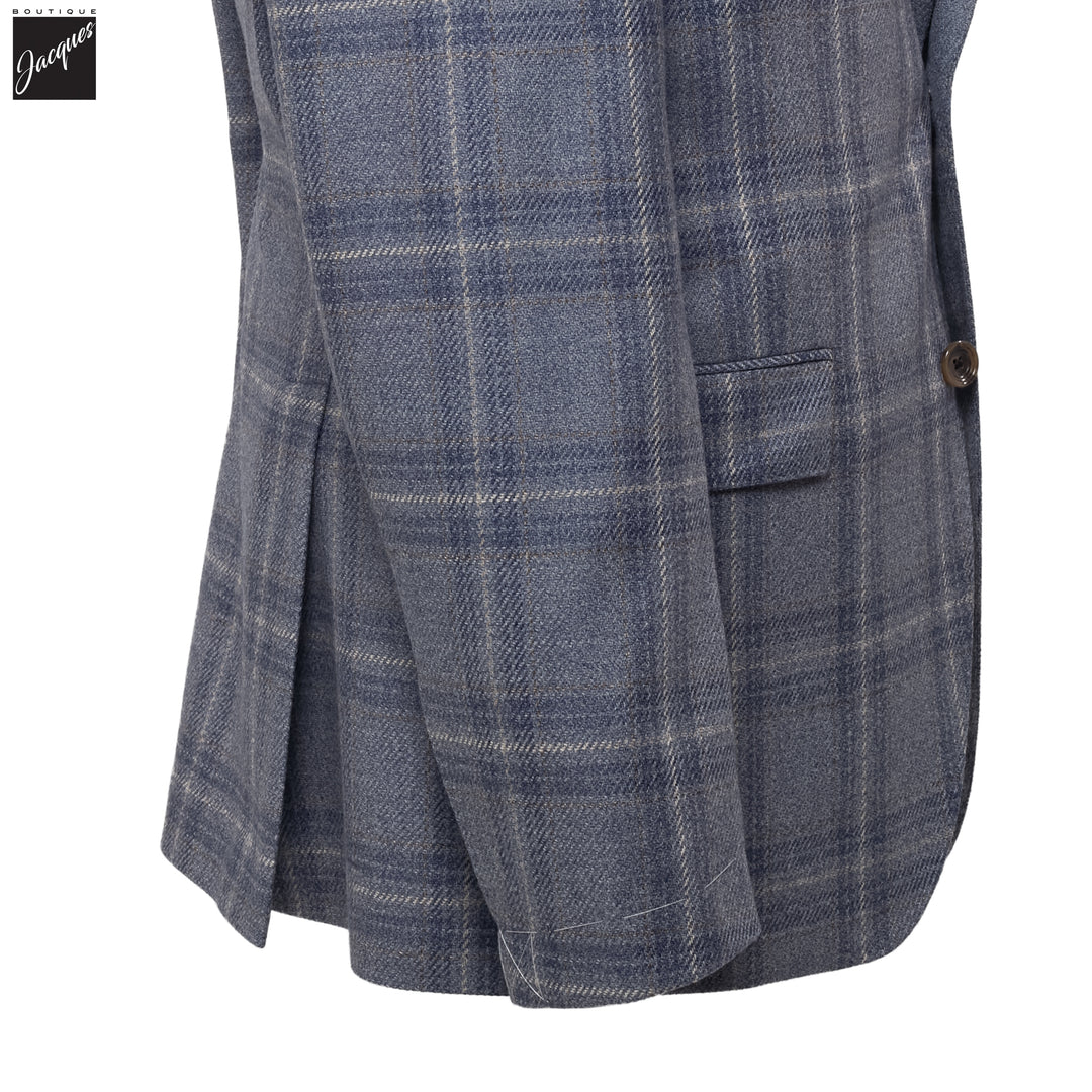 Light Blue Check McAllen Wool-Silk Contemporary Fit Sport Jacket - Jack Victor