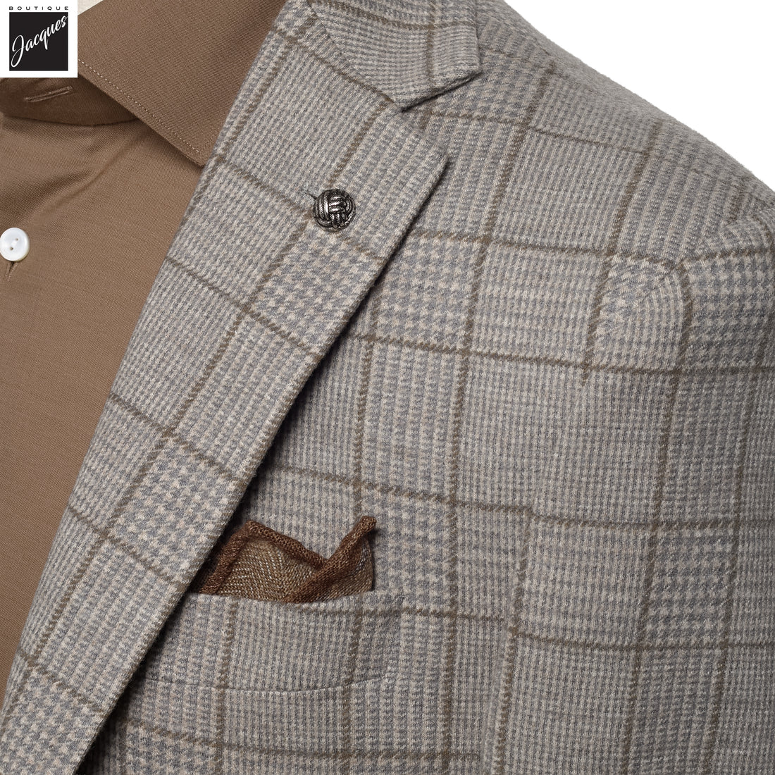 Gray Check Superfine Wool Hartford Contemporary Fit Knitted Sport Jacket - Jack Victor