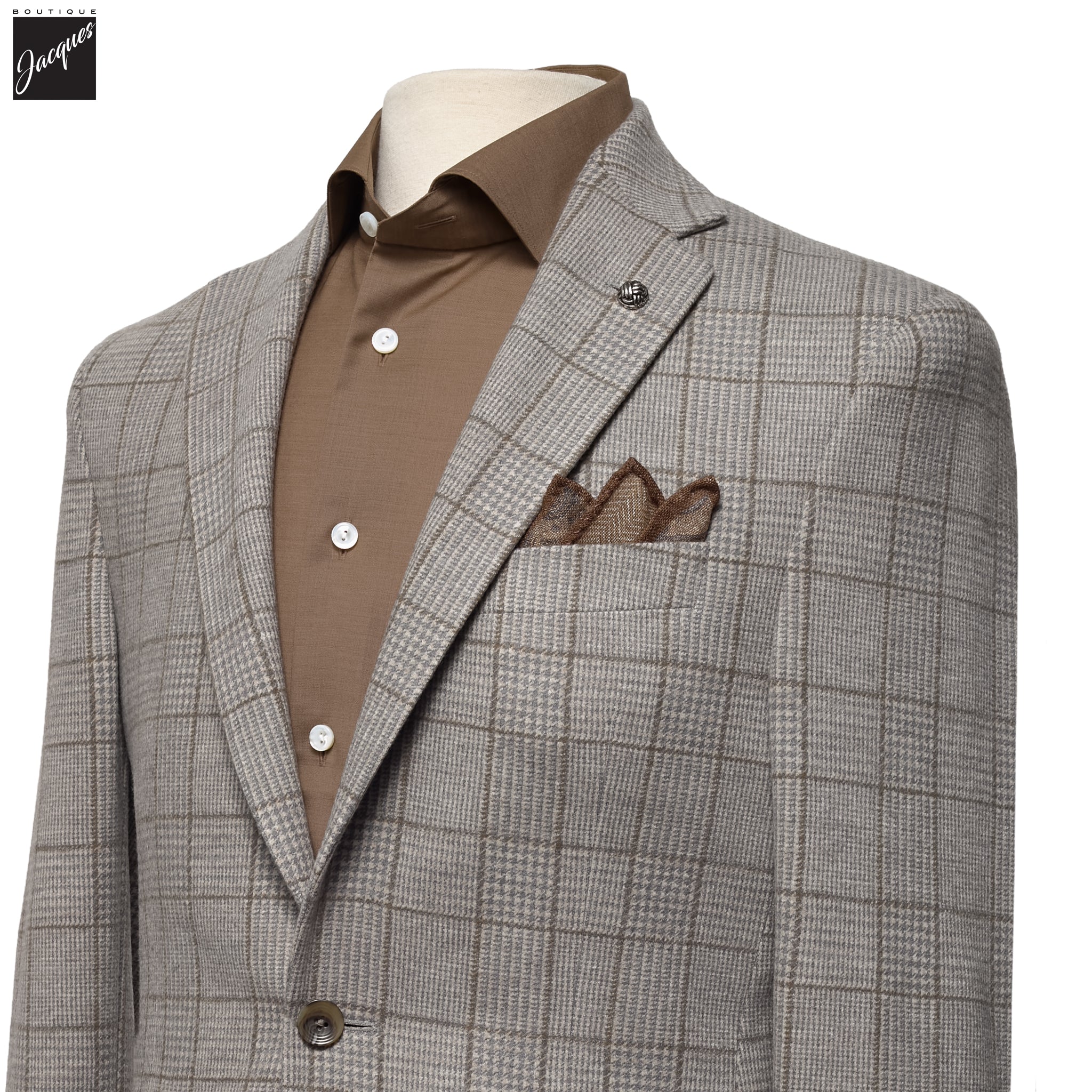 Gray Check Superfine Wool Hartford Contemporary Fit Knitted Sport Jacket - Jack Victor