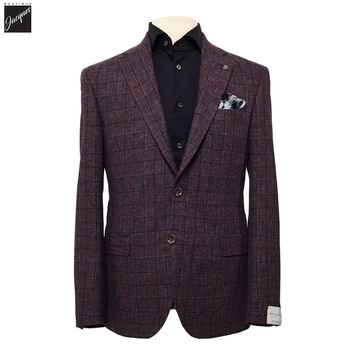 Wine Check Mcallen Contemporary Fit Wool Sport Coat - Jack Victor 1913 - Boutique Jacques International