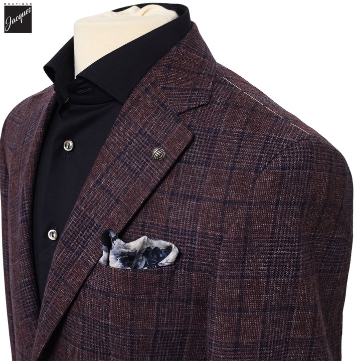 Wine Check Mcallen Contemporary Fit Wool Sport Coat - Jack Victor 1913 - Boutique Jacques International