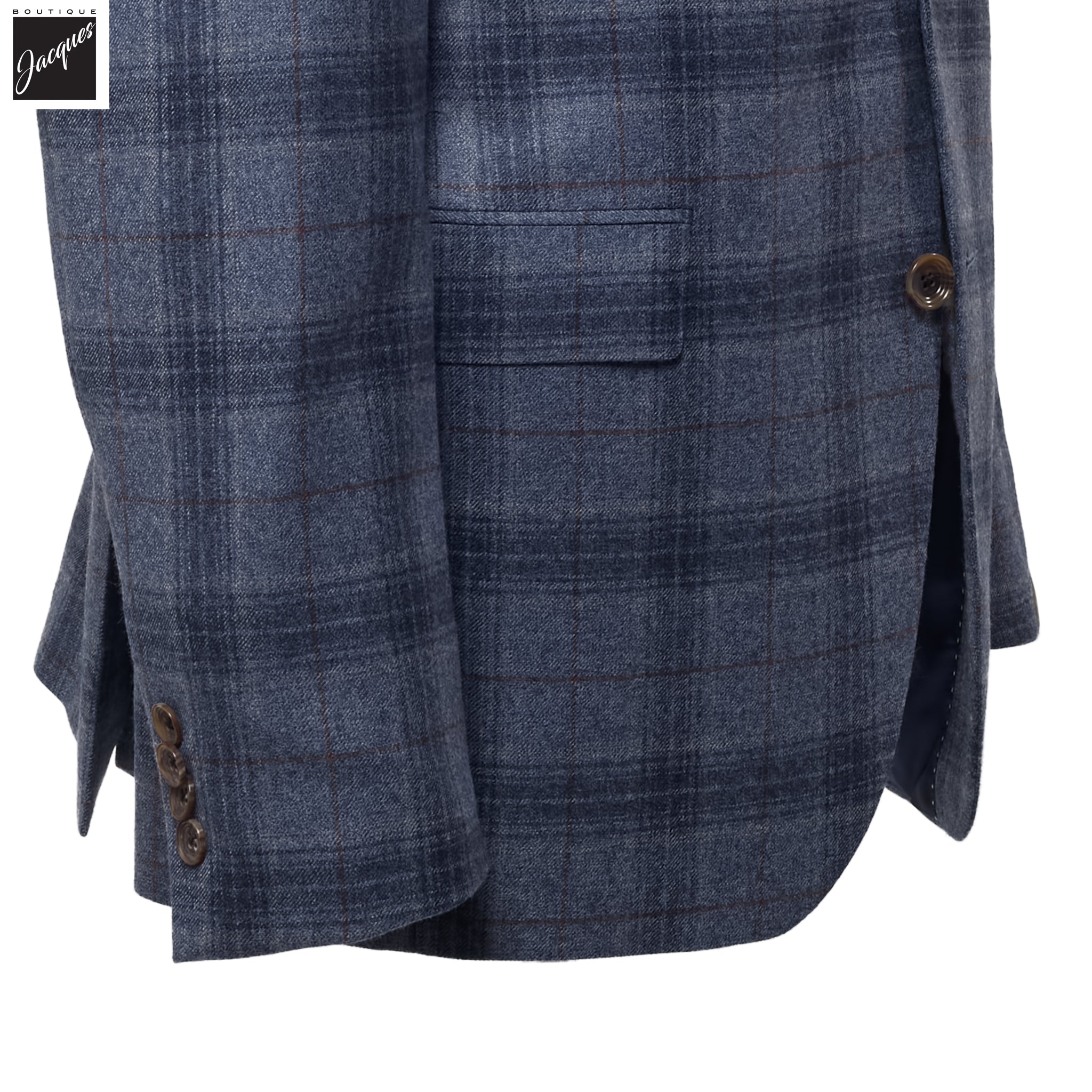 Steel Blue Plaid Wool Midland Contemporary Fit Sport Jacket - Jack Victor
