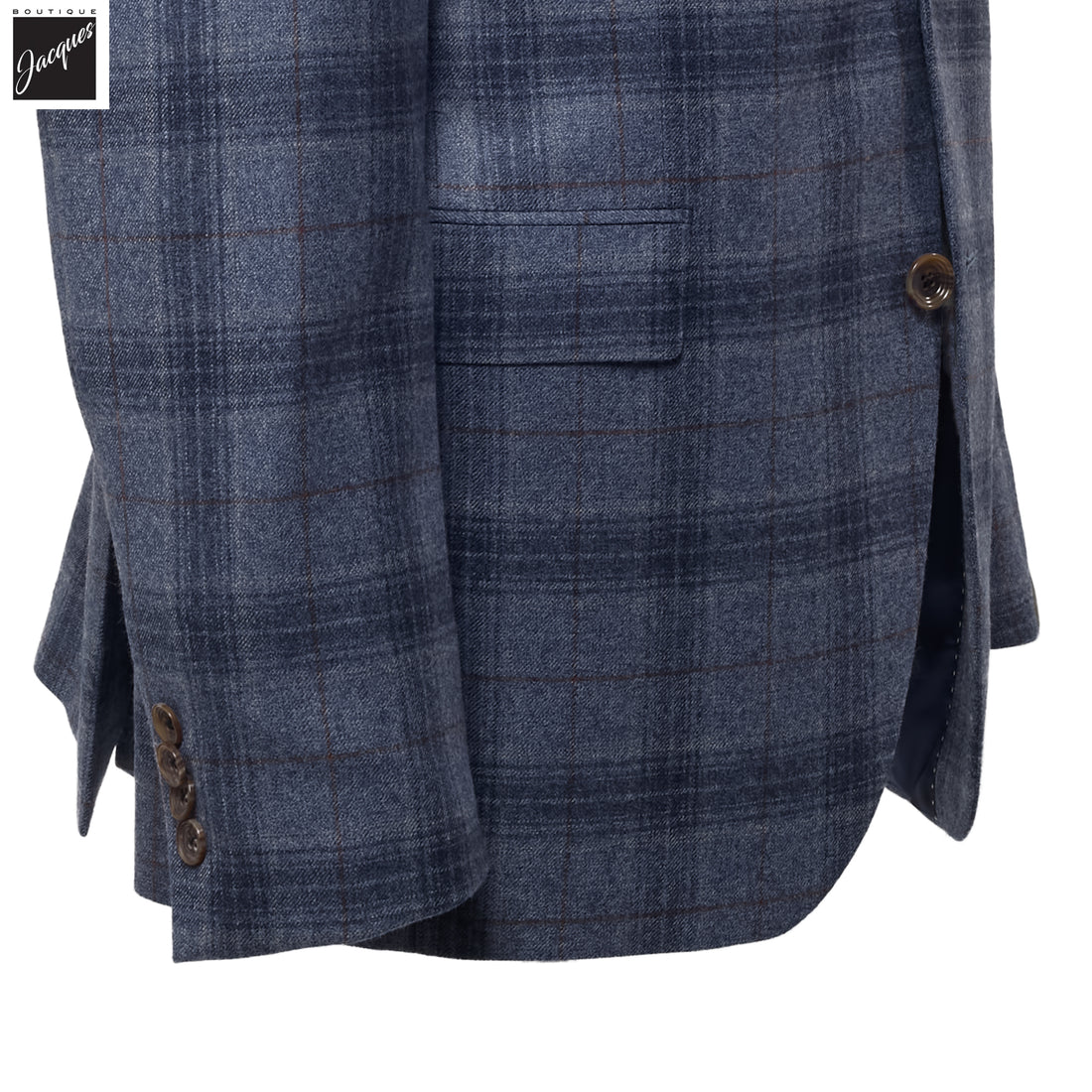 Steel Blue Plaid Wool Midland Contemporary Fit Sport Jacket - Jack Victor
