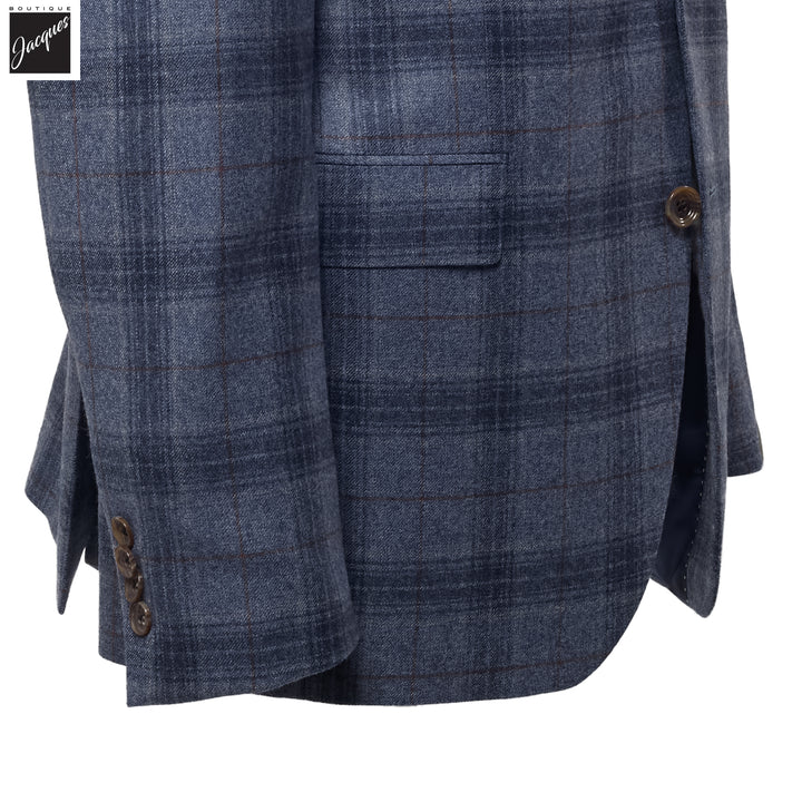 Steel Blue Plaid Wool Midland Contemporary Fit Sport Jacket - Jack Victor