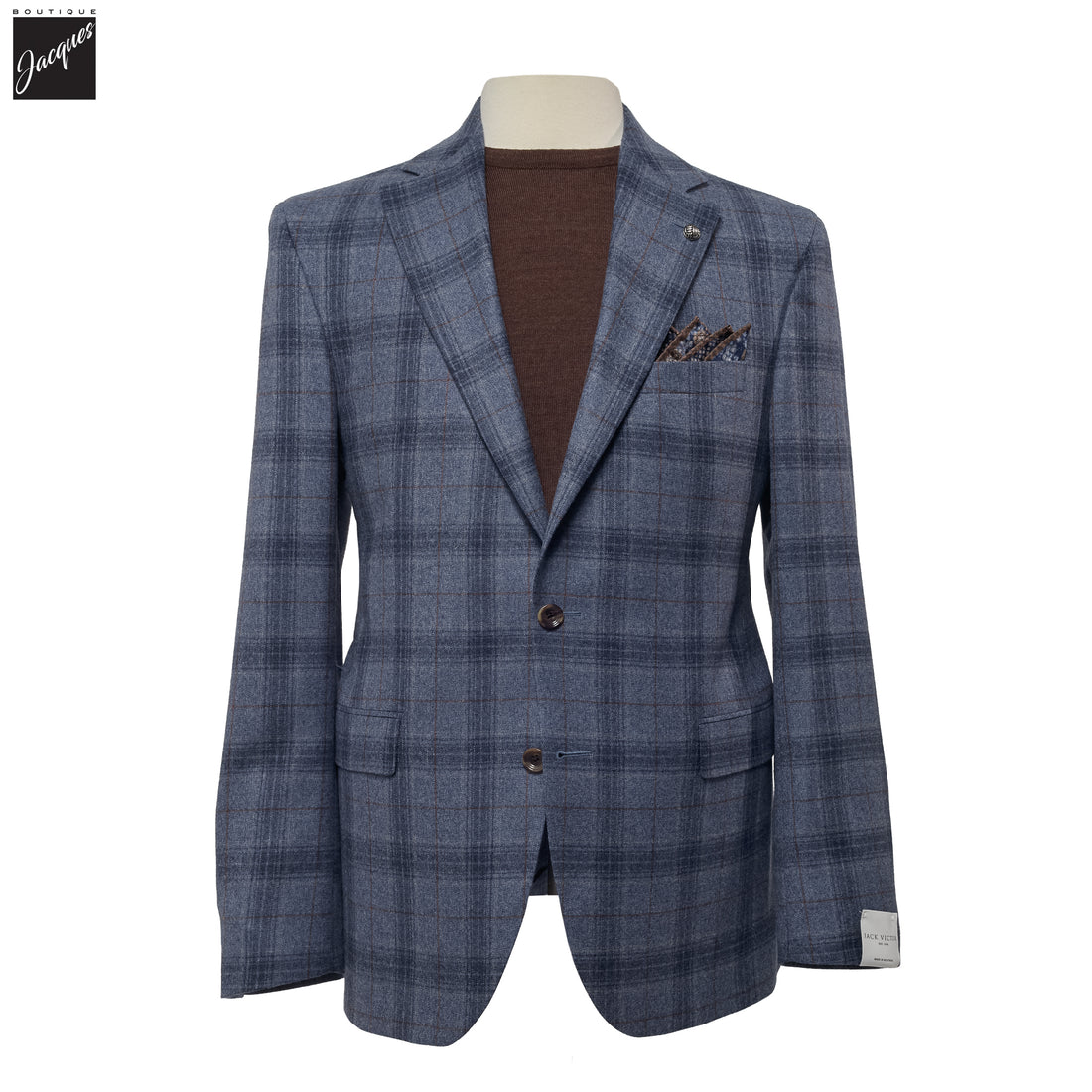 Steel Blue Plaid Wool Midland Contemporary Fit Sport Jacket - Jack Victor