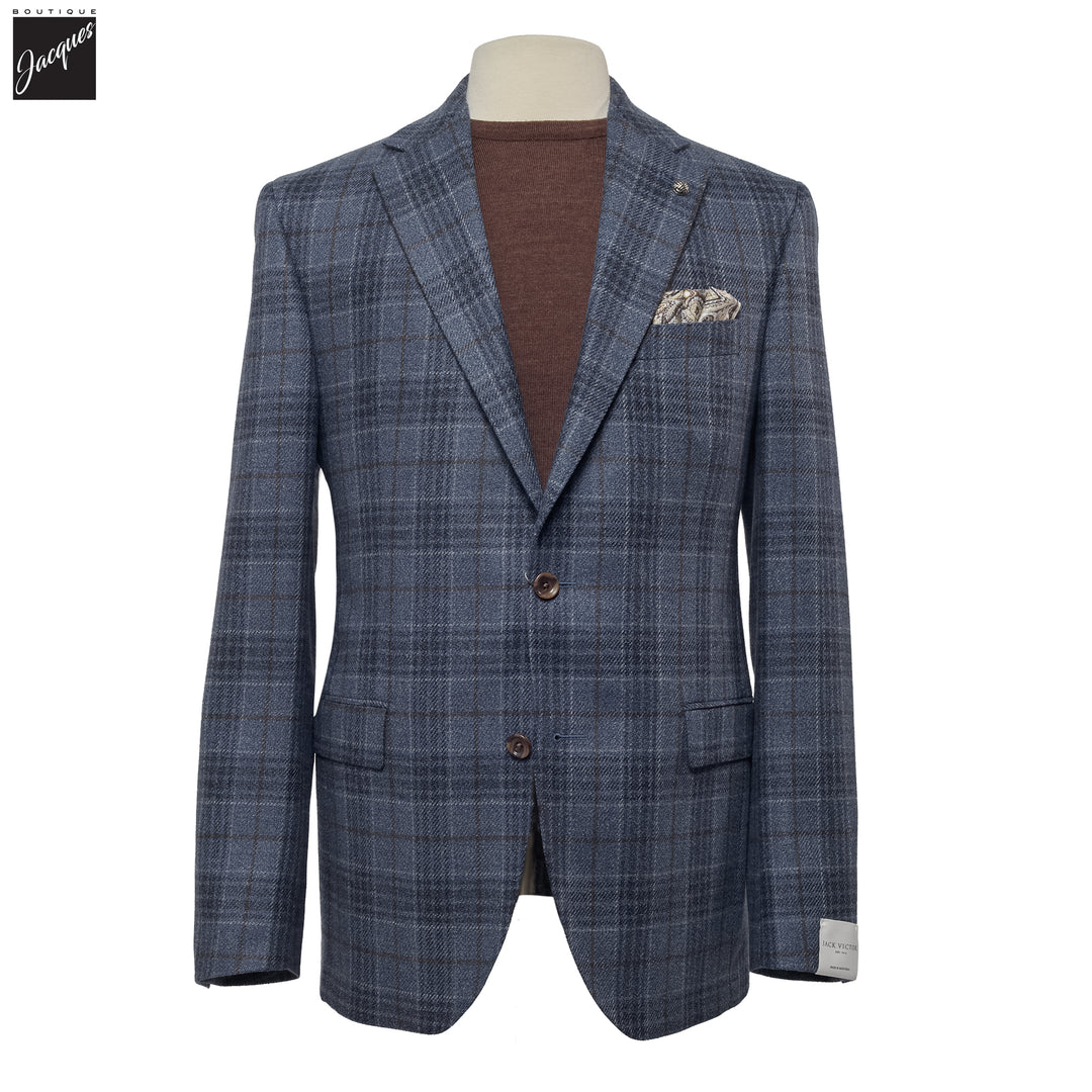 Steel Blue Wool-Silk Tweed McAllen Contemporary Fit Sport Jacket - Jack Victor