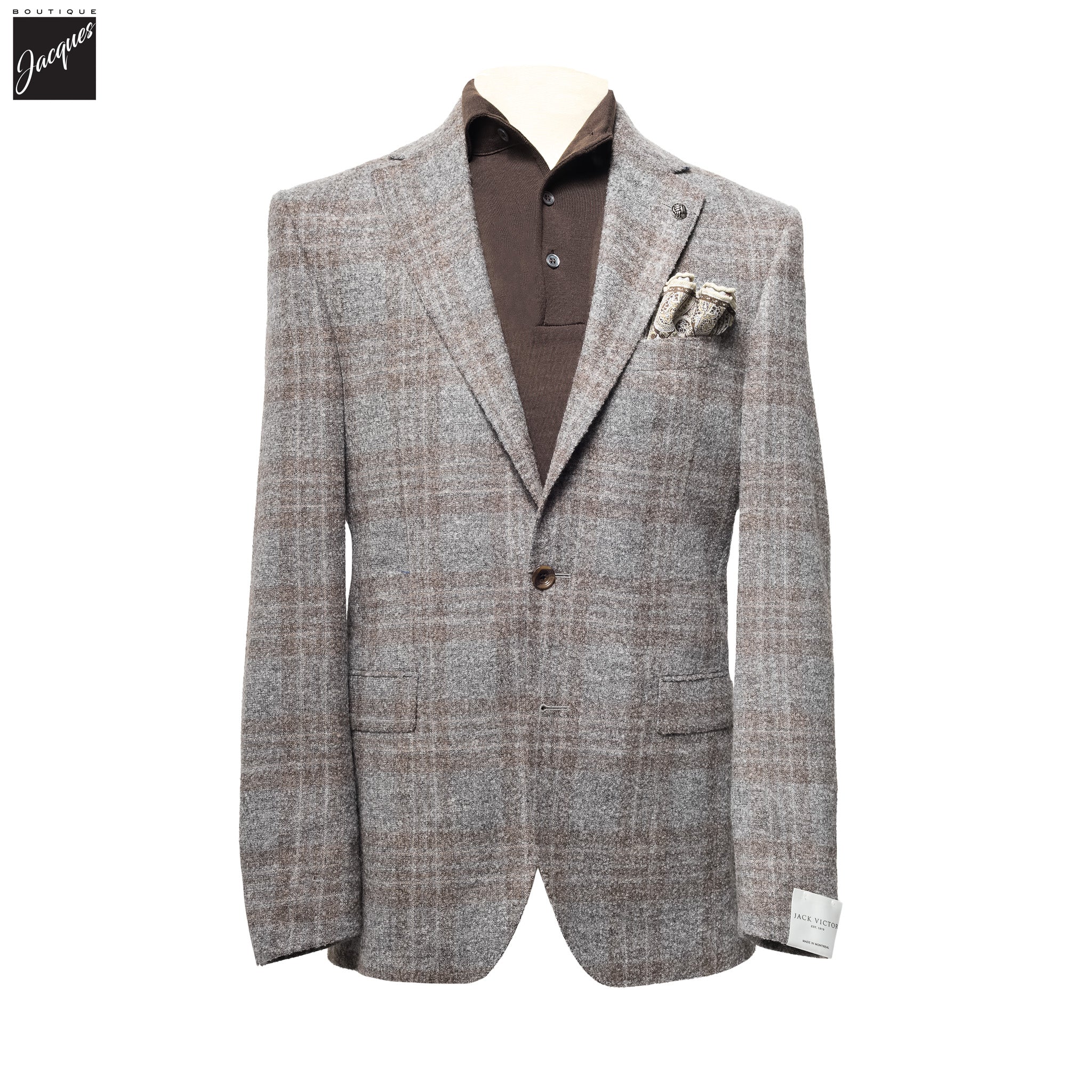 Gray Check McAllen Contemporary Fit Alpaca-Wool Sport Jacket - Jack Victor 1913