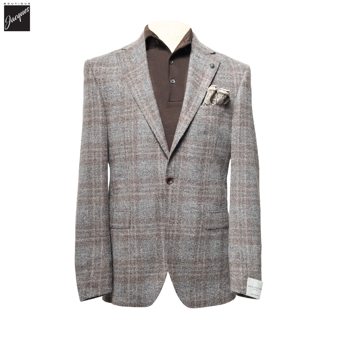 Gray Check McAllen Contemporary Fit Alpaca-Wool Sport Jacket - Jack Victor 1913