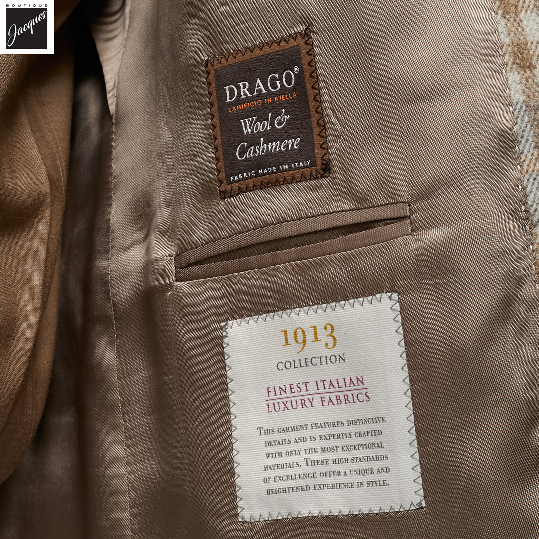 Gray & Camel Check Drago Wool-Cashmere McAllen Contemporary Fit Sport Jacket