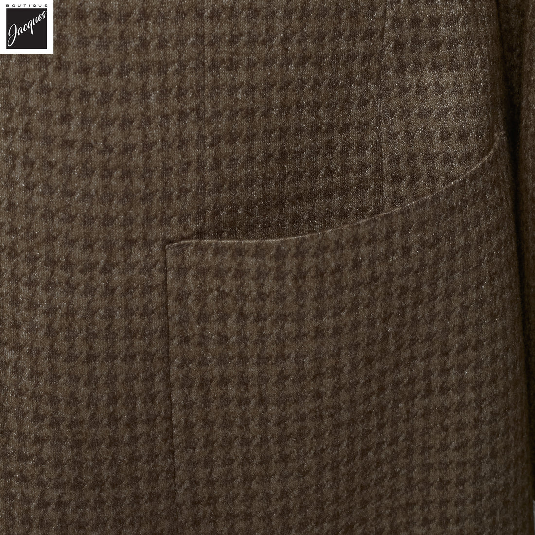 Brown Houndstooth Silk-Cashmere Hartford Contemporary Fit Knitted Jacket - Jack Victor