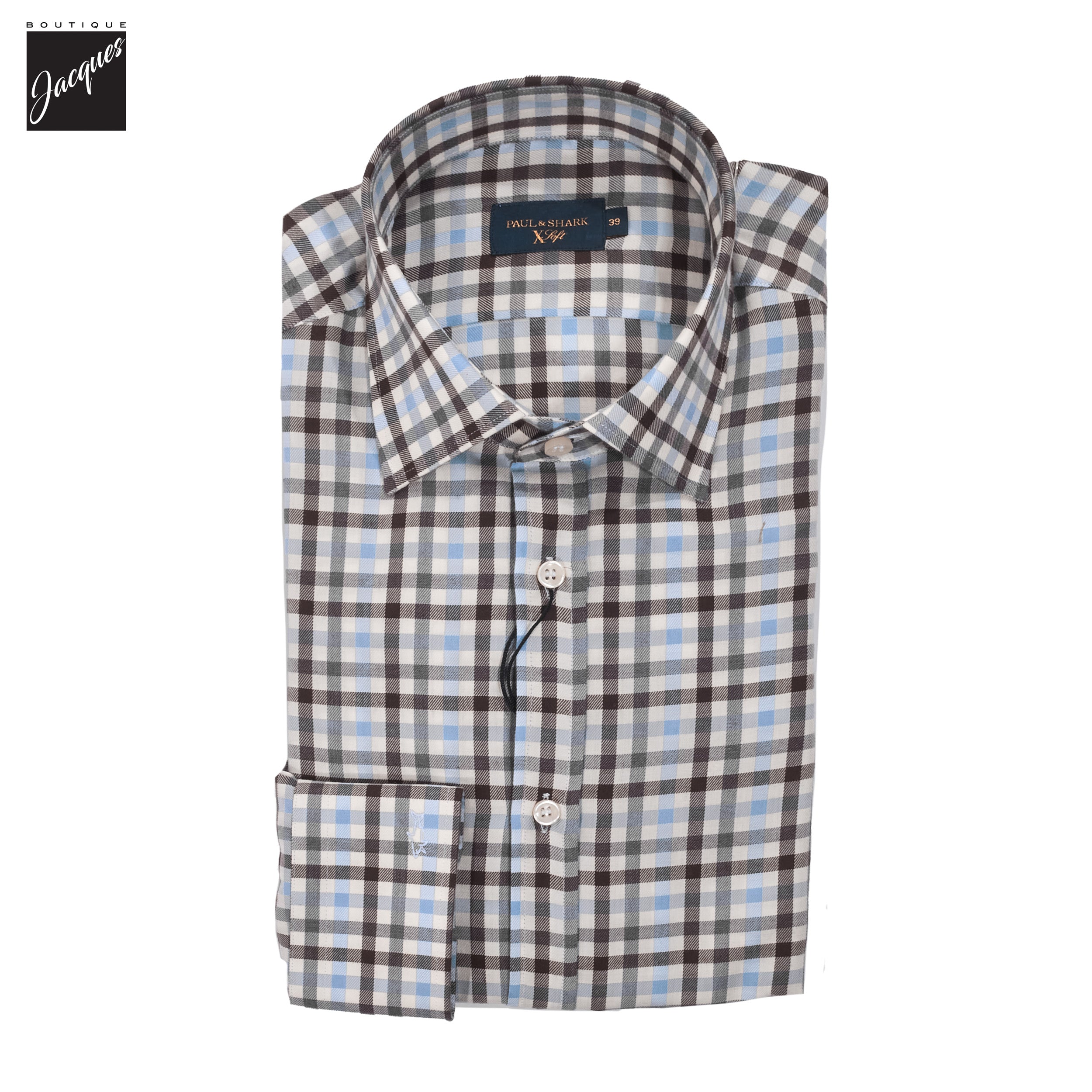 Blue & Brown Check X Soft Cotton Casual Shirt - Paul & Shark